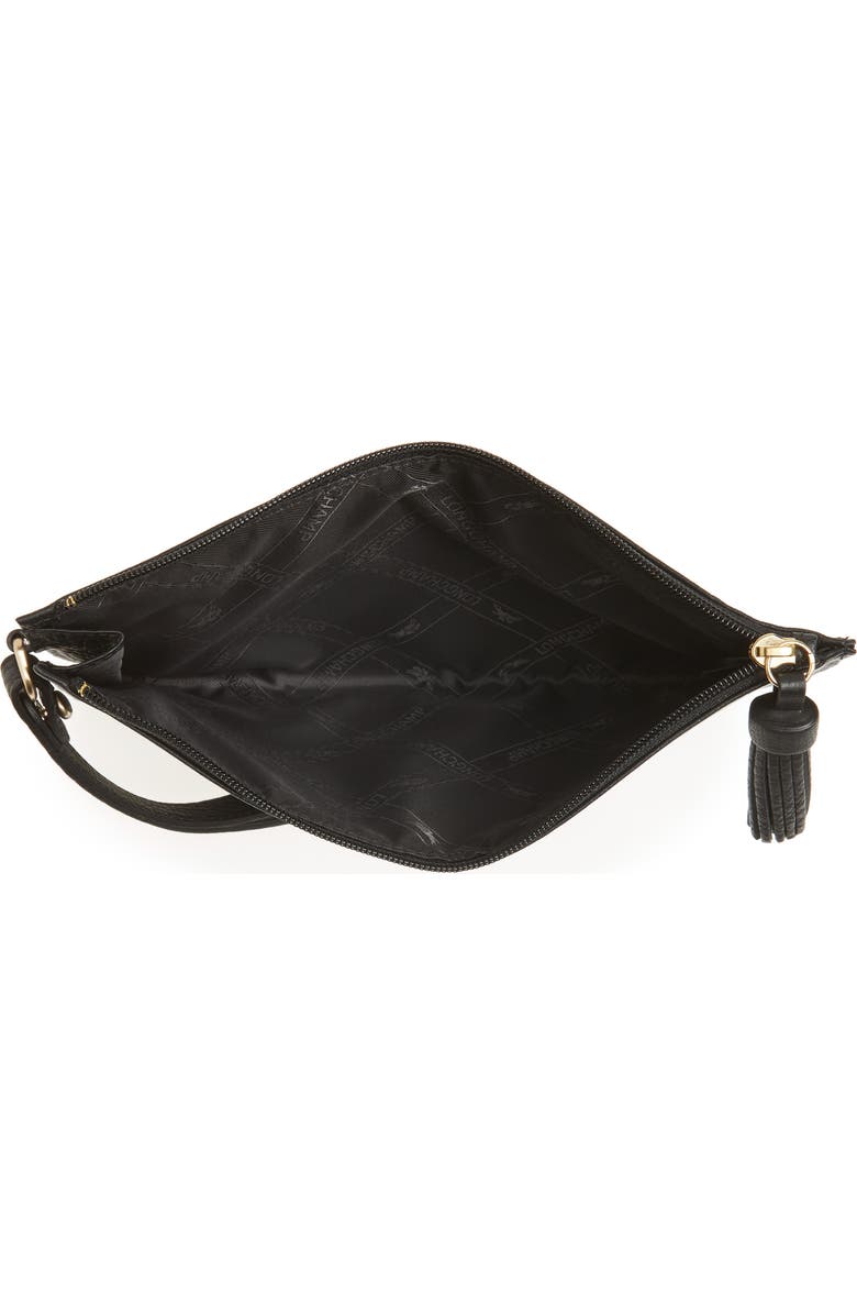 Longchamp Pénélope Textured Leather Clutch, Alternate, color, Black
