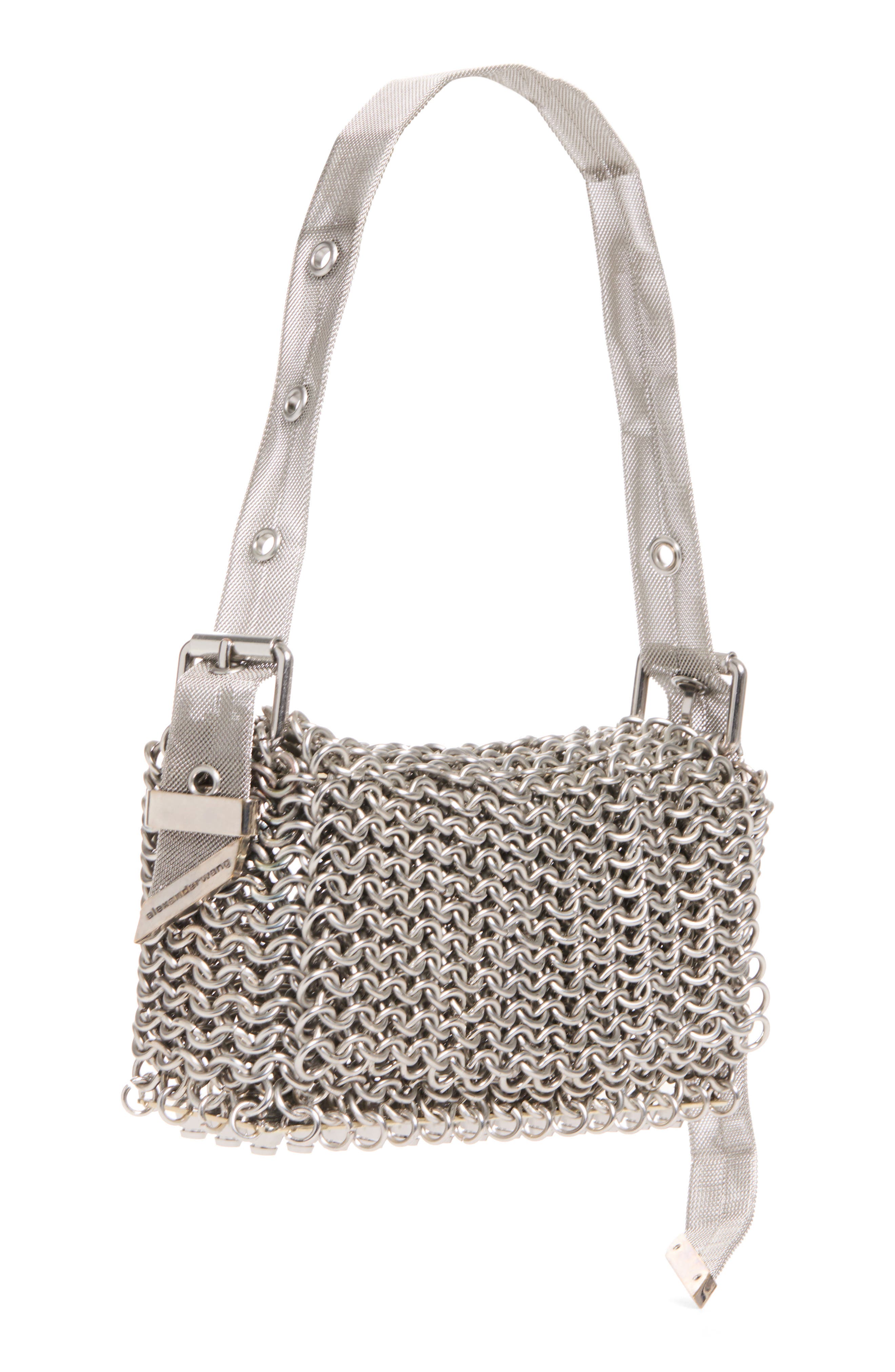 Ricco Mini Chainmail Flap Bag, Alternate, color, ALLOY