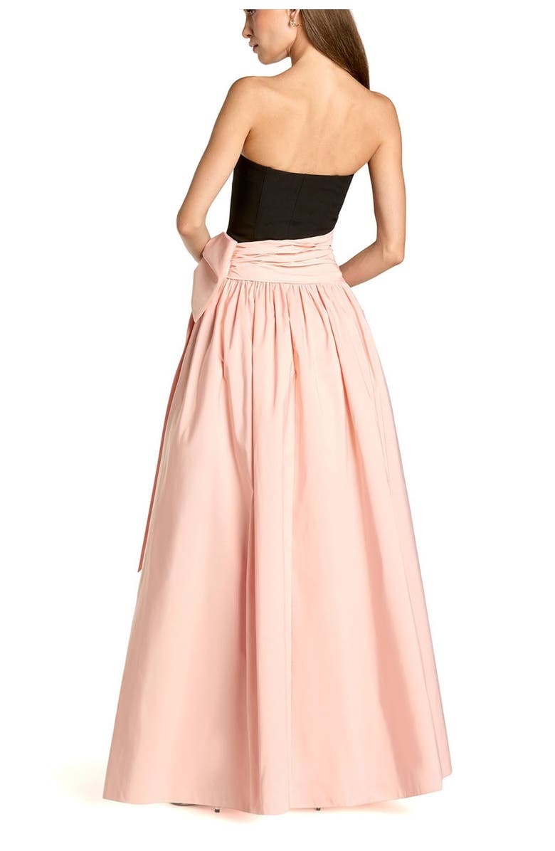 Mac Duggal Crepe and Faille Strapless Gown With Bow Detail, Alternate, color, Black Blush