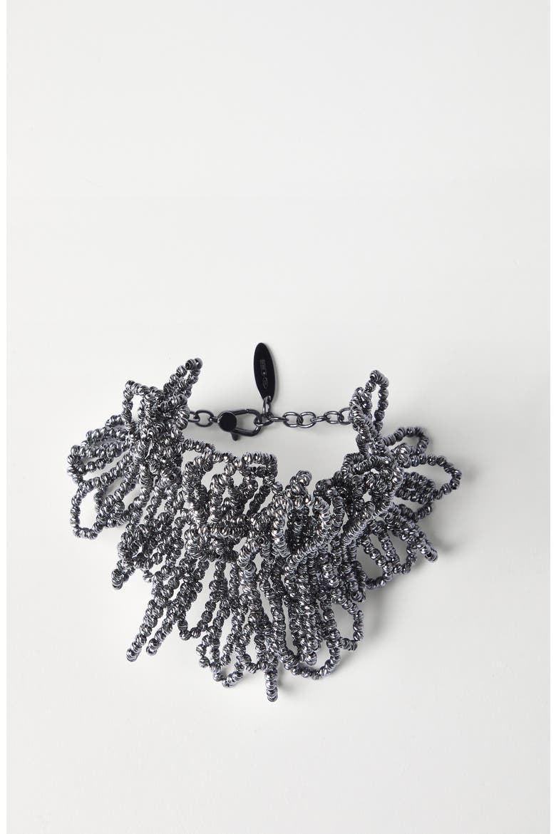 Hematite and Sterling Silver bracelet, Alternate, color, Lignite Grey