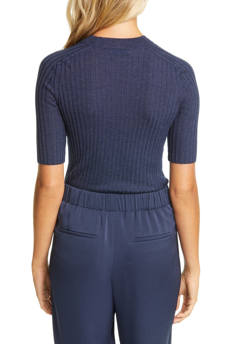 Mock Neck Skinny Rib Sweater, Alternate, color, INK