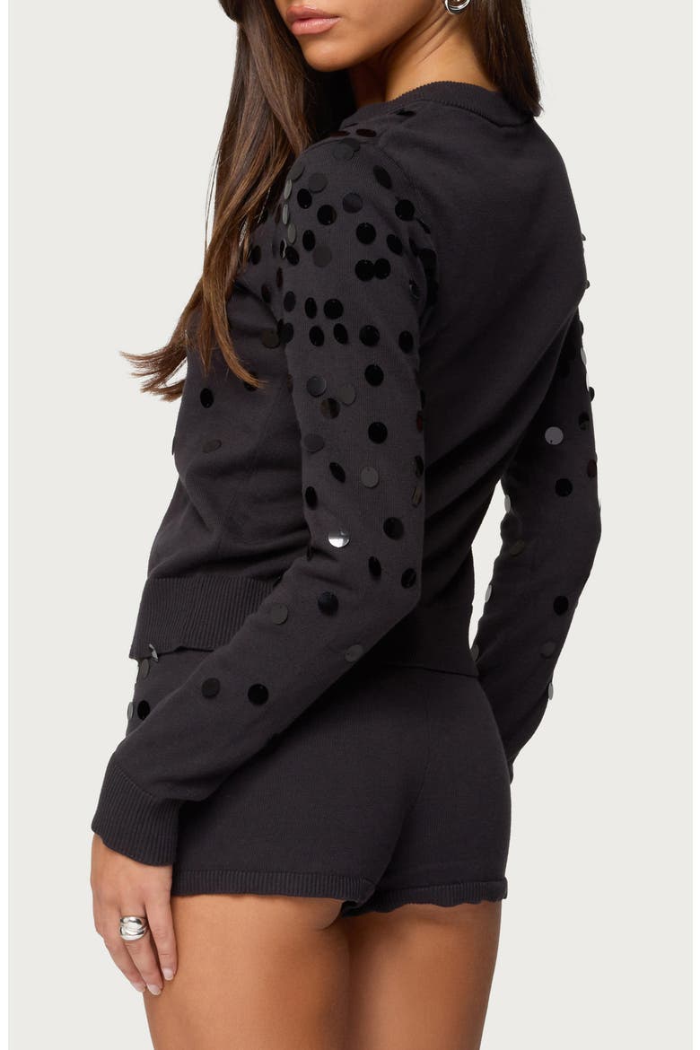 Cierra Paillette Cardigan, Alternate, color, DARK-GRAY