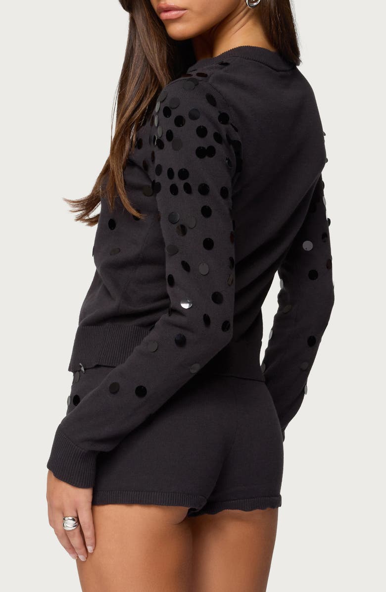 EDIKTED Cierra Paillette Cardigan, Alternate, color, Dark-Gray