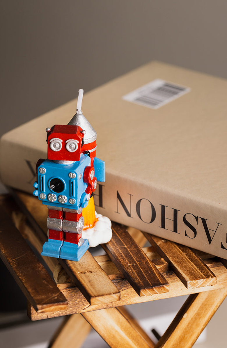 Southlake gifts Robot Birthday Candle, Alternate, color, Red / Blue / Orange