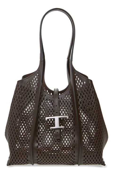 Small T Timeless Perforated Leather Shopper