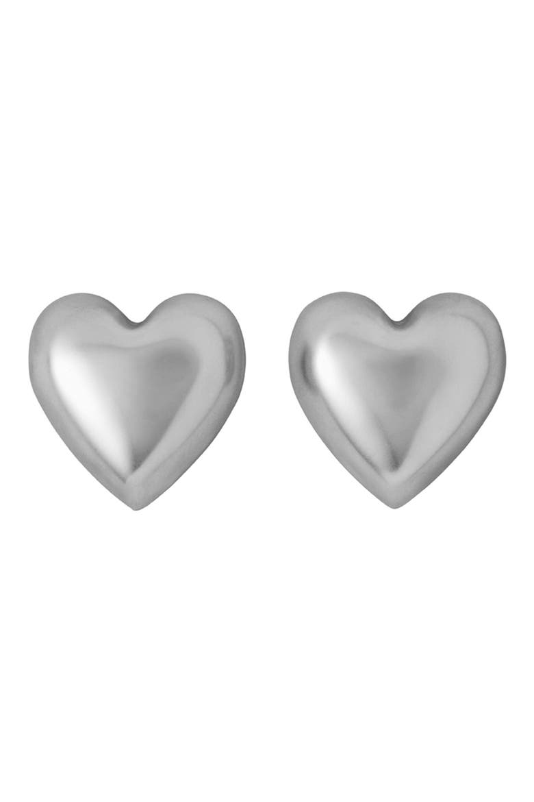 Puffy Heart Stud Earrings, Main, color, SILVER