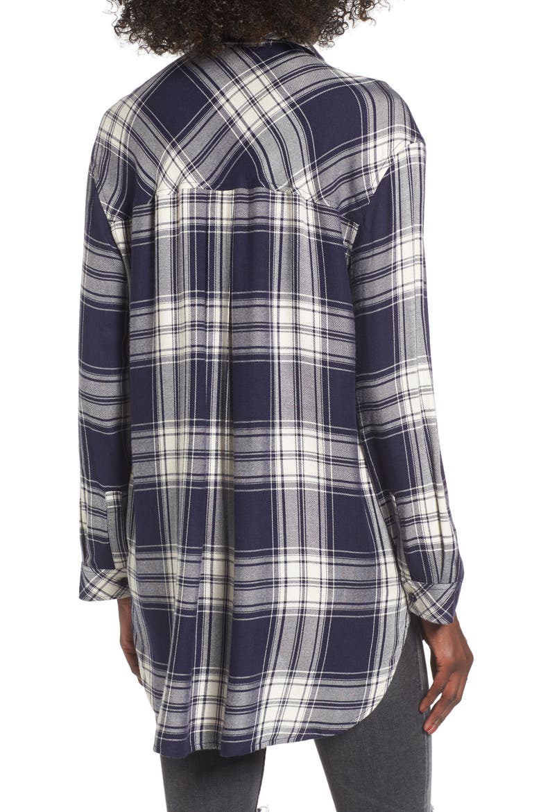 Oversize Flannel Shirt, Alternate, color, NAVY PEACOAT ROSE PLAID