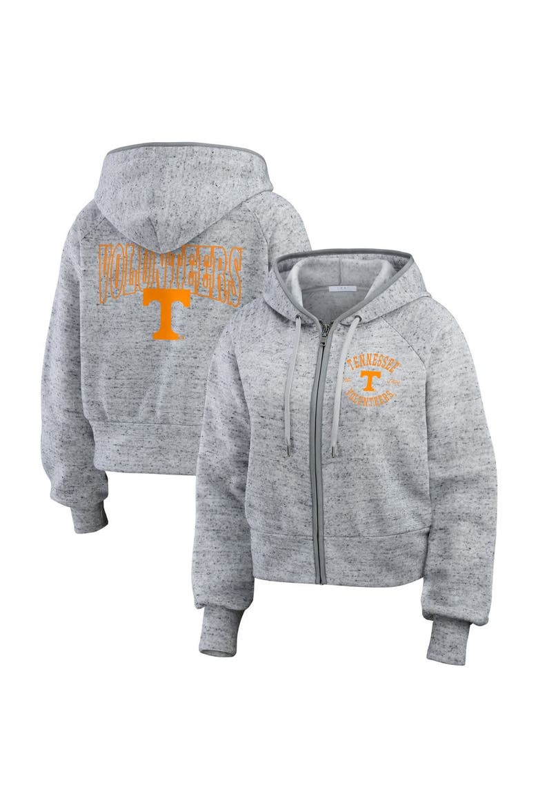 Women's WEAR by Erin Andrews Heather Gray Tennessee Volunteers Wear Speckle Double-Hit Raglan Full-Zip Hoodie, Alternate, color, Heather Gray
