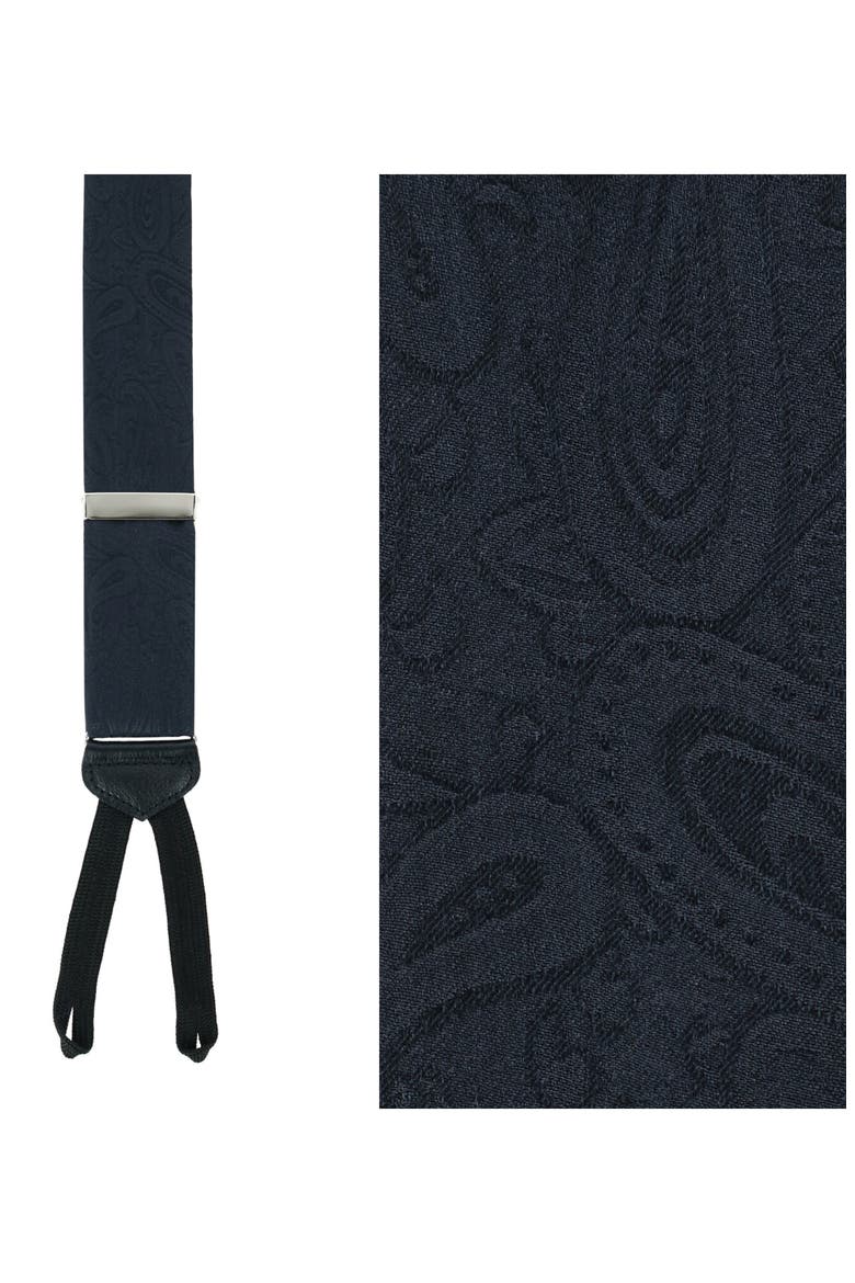 Banbury Paisley Silk Suspenders, Alternate, color, BLACK