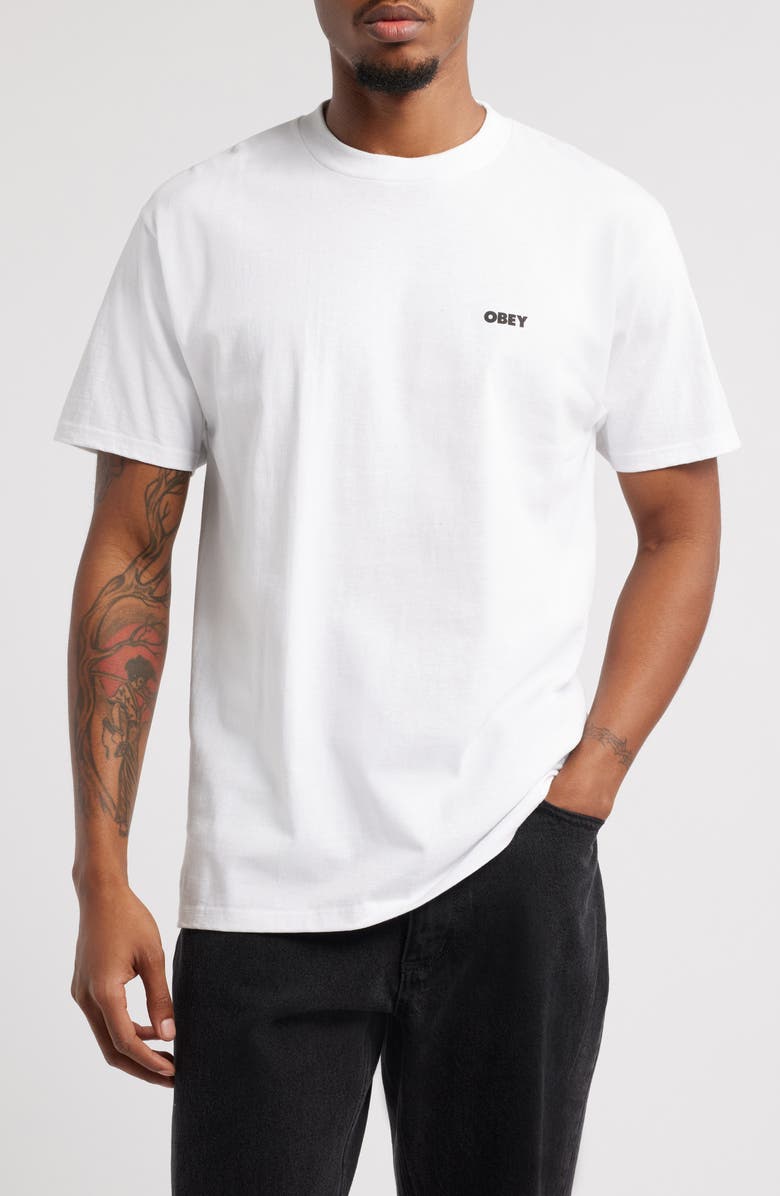 Obey Cosmic Noise Graphic T-Shirt, Main, color, White