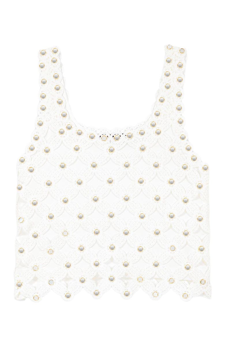 maje Mirrored crochet top, Alternate, color, White
