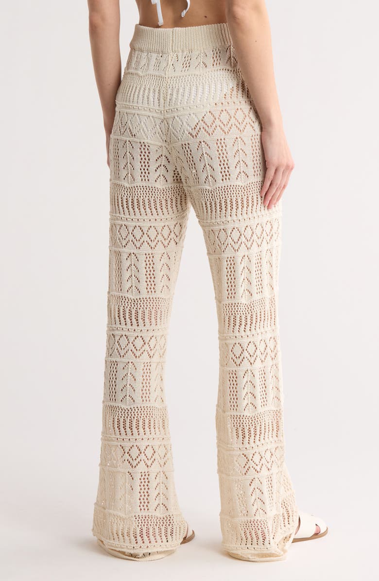 Elan Open Knit Wide Leg Cover-Up Pants, Alternate, color, Natural