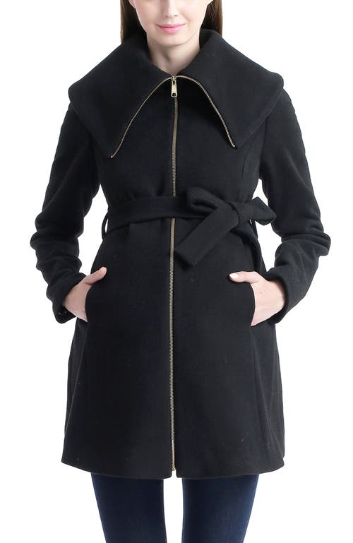 Kimi & Kai Mia Maternity Wool Coat In Black