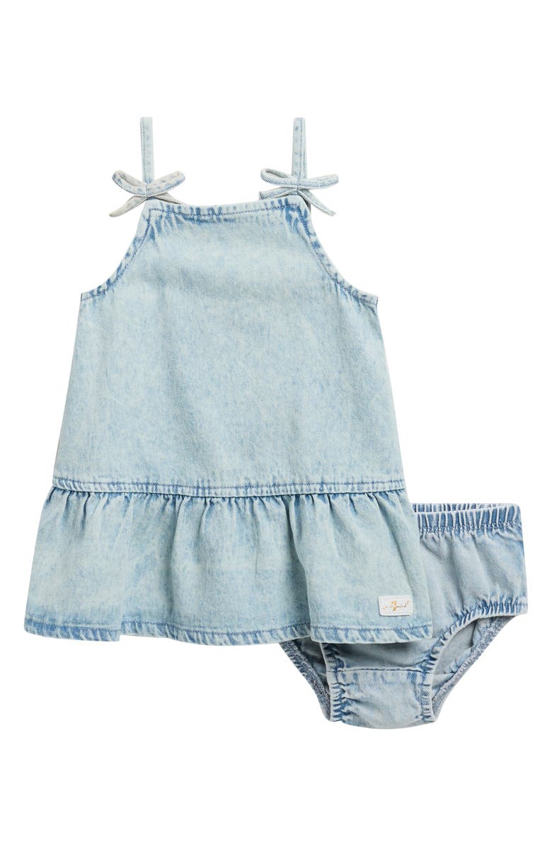 7 For All Mankind Ruffle Hem Denim Dress, Main, color, Light Vintage