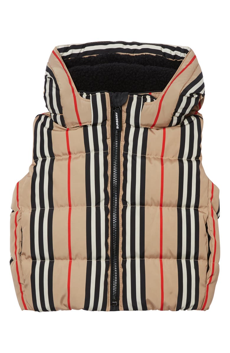 Burberry Leon Stripe Down Hooded Vest, Main, color, 