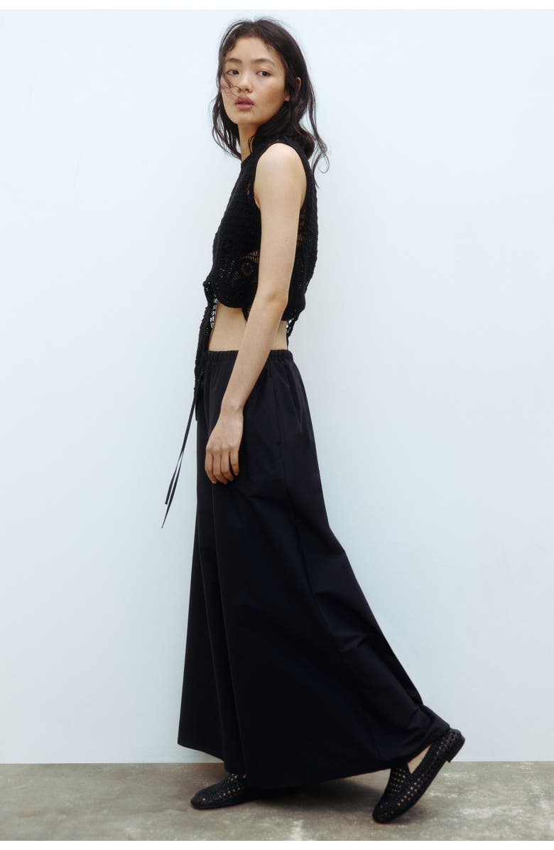 H&M Cotton Poplin Maxi Skirt, Alternate, color, Black