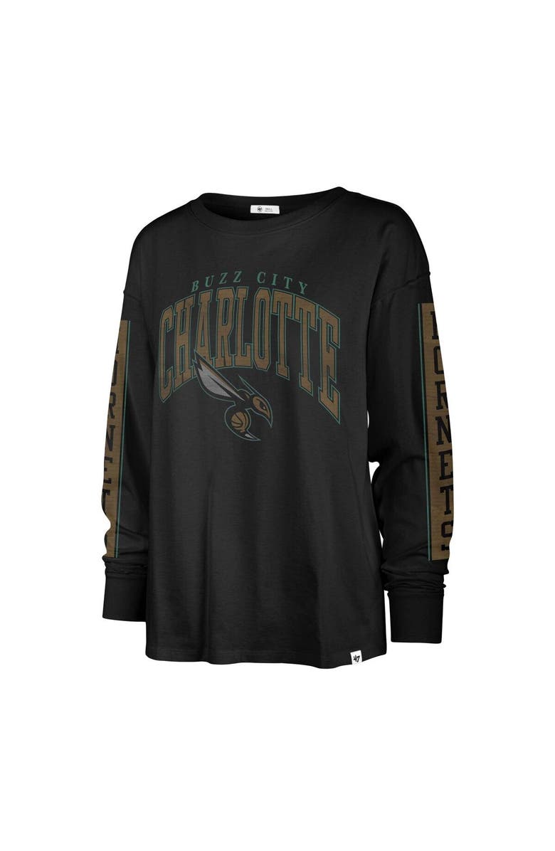 '47 Women's '47 Black Charlotte Hornets City Edition SOA Long Sleeve T-Shirt, Alternate, color, 