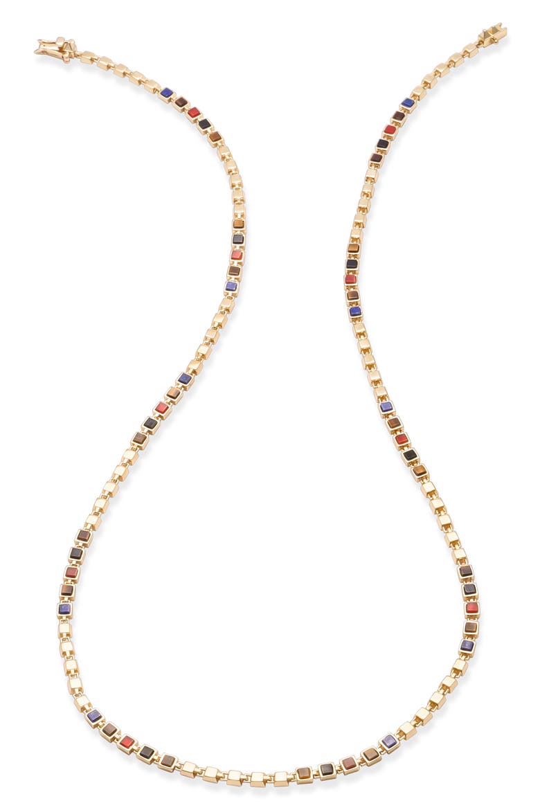 Inlaid Cadence Link Necklace, Main, color, GOLD/ MULTI