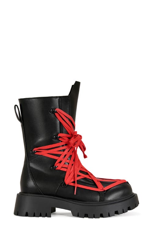 Azalea Wang Arjun Lug Sole Boot In Red