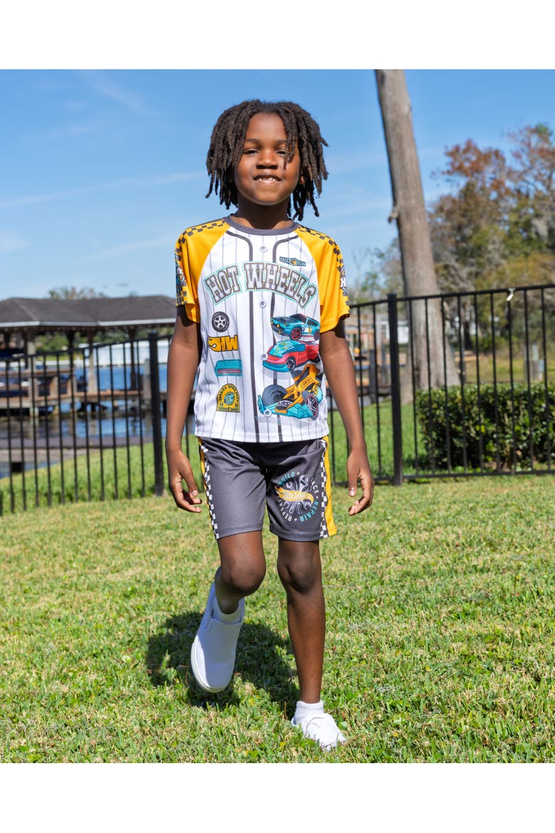 2-Piece T-Shirt and Shorts Set, Alternate, color, Yellow Charcoal Gray