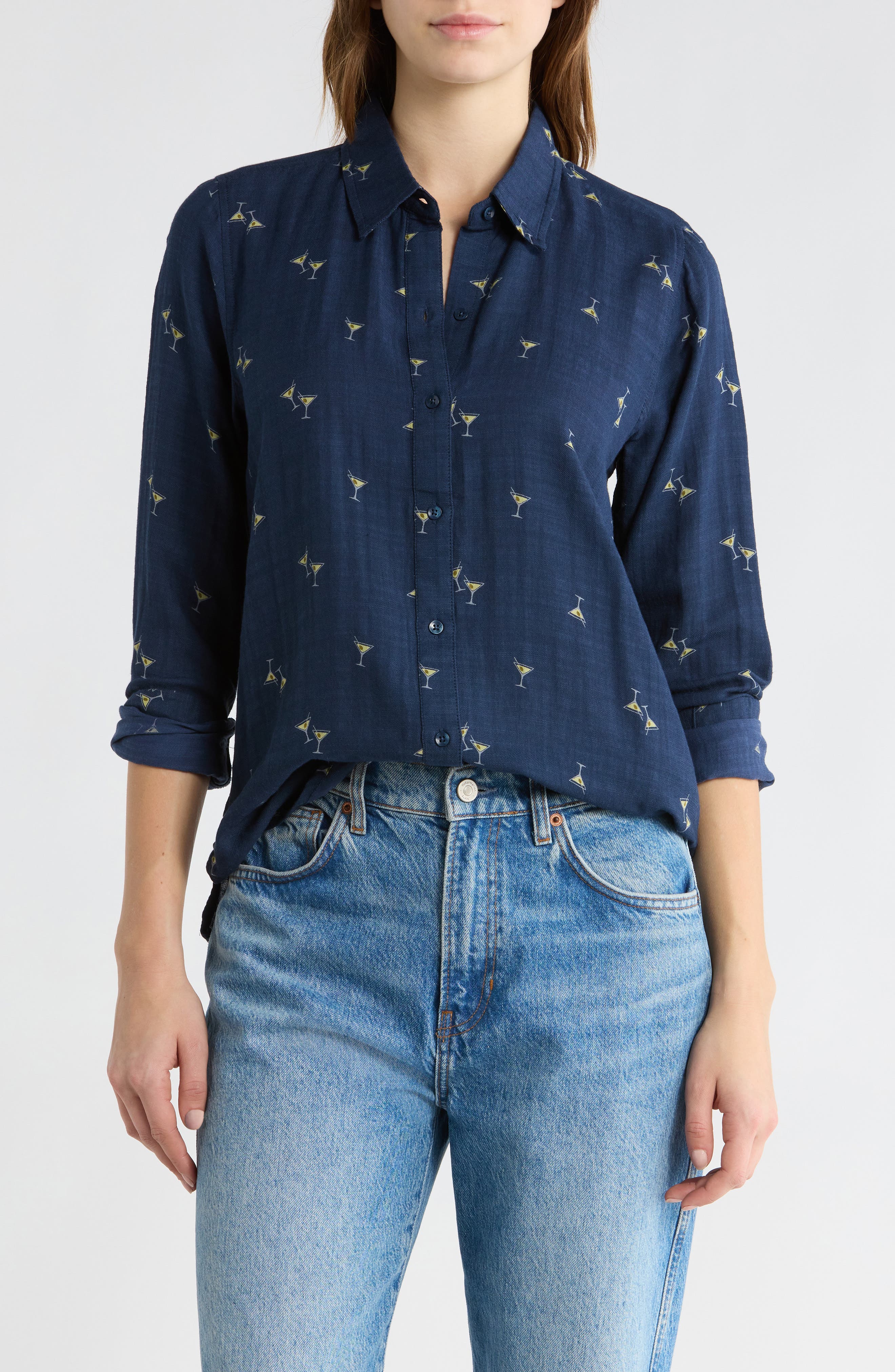 Lucky Brand Heart Print Button-Up Shirt