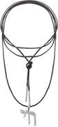 BY ADINA EDEN CZ Pave Shape Chai Suede Long Wrap Rope Pendant Necklace
