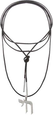 BY ADINA EDEN CZ Pave Shape Chai Suede Long Wrap Rope Pendant Necklace