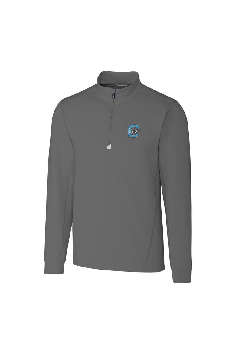 Men's Cutter & Buck Gray Citadel Bulldogs Traverse Vault Logo 1/2-Zip Pullover Jacket, Main, color, Gray