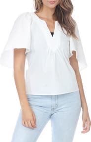 RAIN AND ROSE V-Neck Flutter Sleeve Top