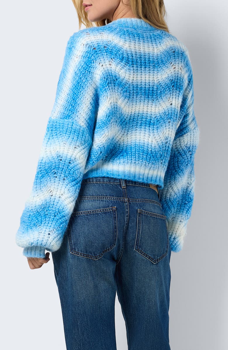 Noisy may Kris V-Neck Crop Cardigan, Alternate, color, Sky Blue Detail Ombre