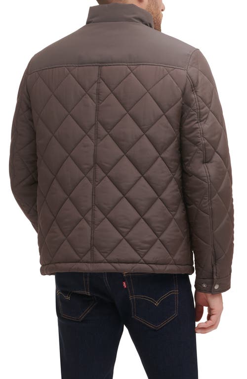 Cole Haan Signature Cole Haan Mixed Media Faux Shearling Lined Diamond Quilted Jacket In Brown