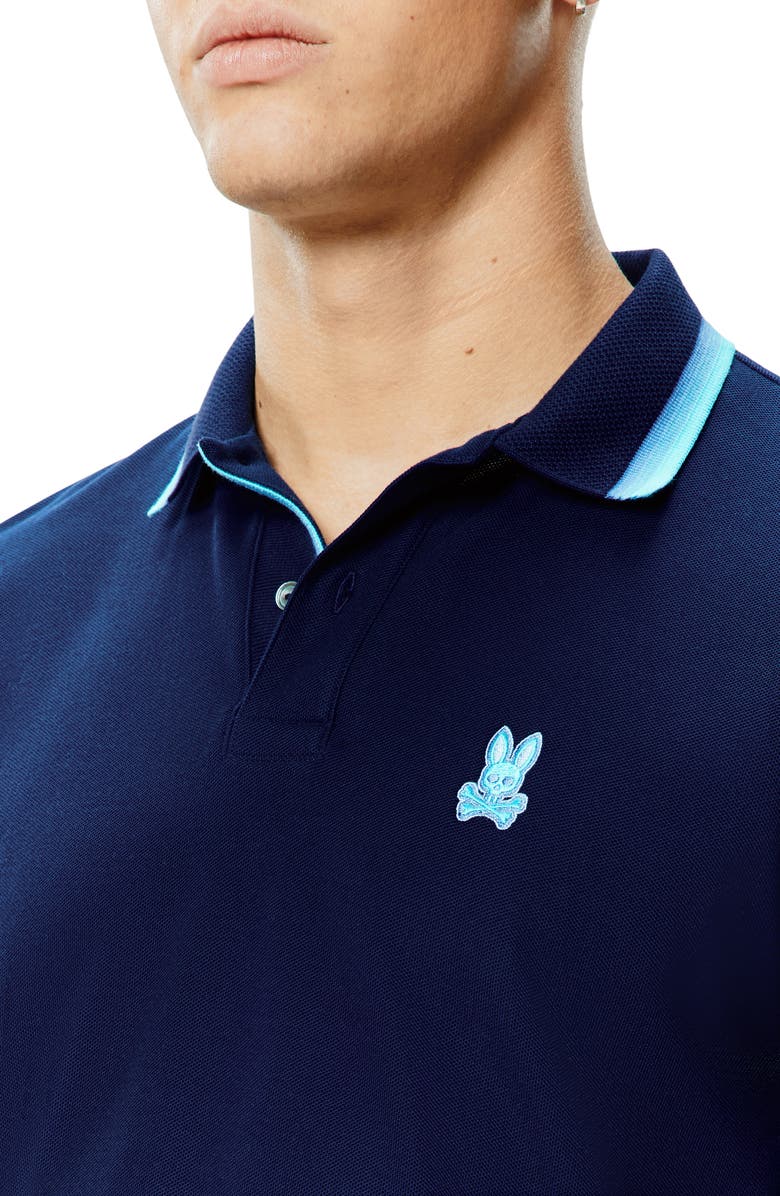 Psycho Bunny Holden Tipped Pima Cotton Piqué Polo, Alternate, color, Evening Blue