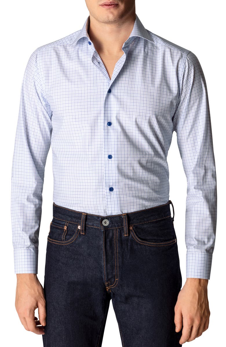 Eton Slim Fit Check Dress Shirt, Main, color,