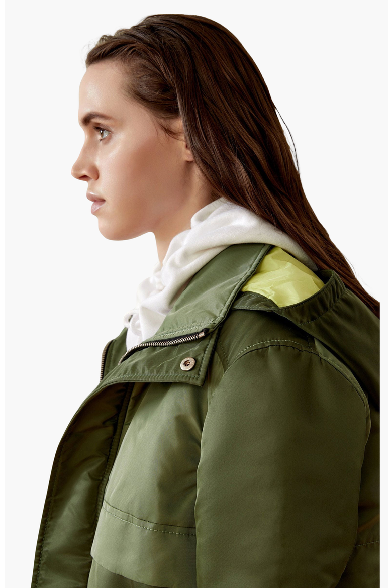 Down Hooded Anorak, Alternate, color, Olive Green
