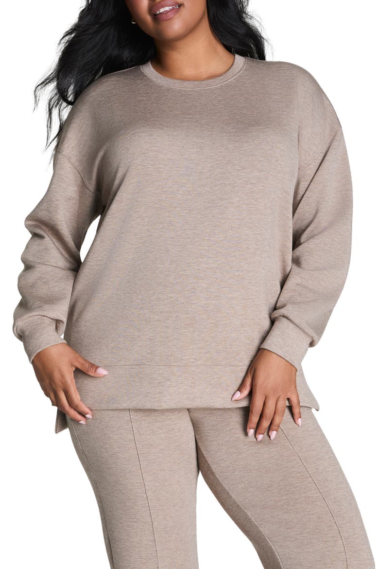 Air Essentials Brushed Crewneck Top, Main, color, BIRCH HEATHER
