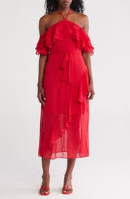 Julia Jordan Tiered Ruffle Halter Dress