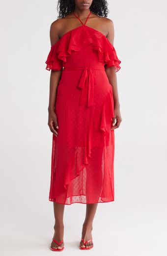 Julia Jordan Tiered Ruffle Halter Dress