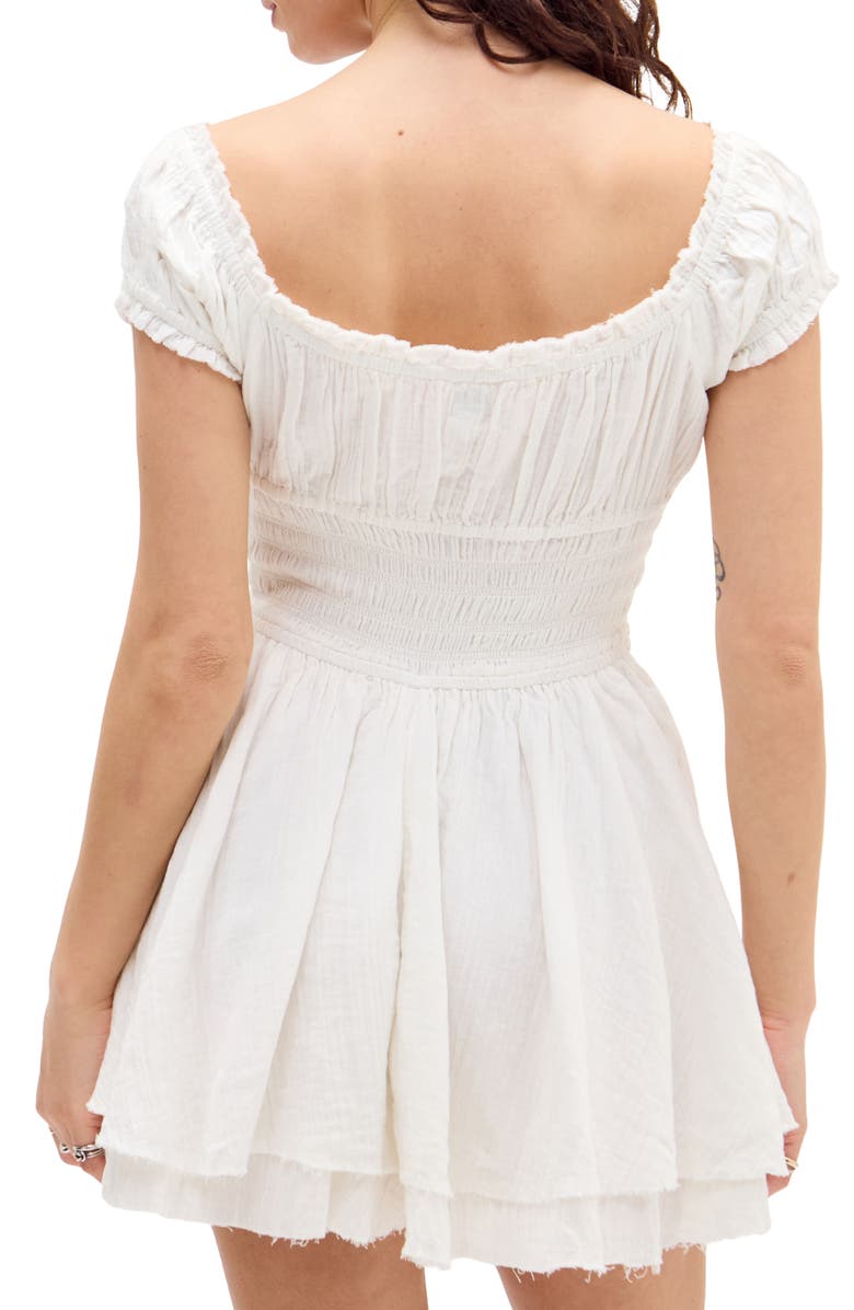 BDG Urban Outfitters Rowan Cap Sleeve Cotton Romper, Alternate, color, White