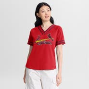 FANATICS Women's Fanatics Red St. Louis Cardinals Diva Race Ahead Raglan V-Neck T-Shirt