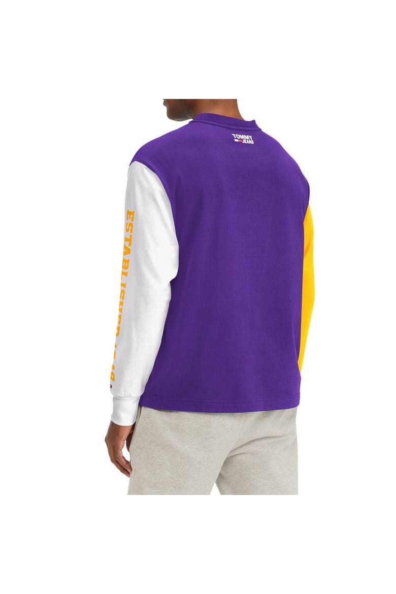 Men's Tommy Jeans Purple Los Angeles Lakers Richie Color Block Long Sleeve T-Shirt, Alternate, color, Black