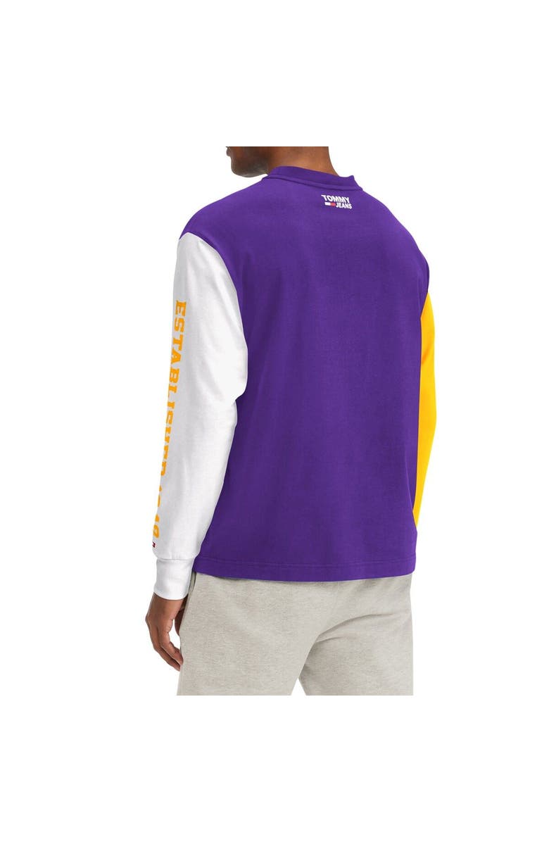 TOMMY JEANS Men's Tommy Jeans Purple Los Angeles Lakers Richie Color Block Long Sleeve T-Shirt, Alternate, color, Black