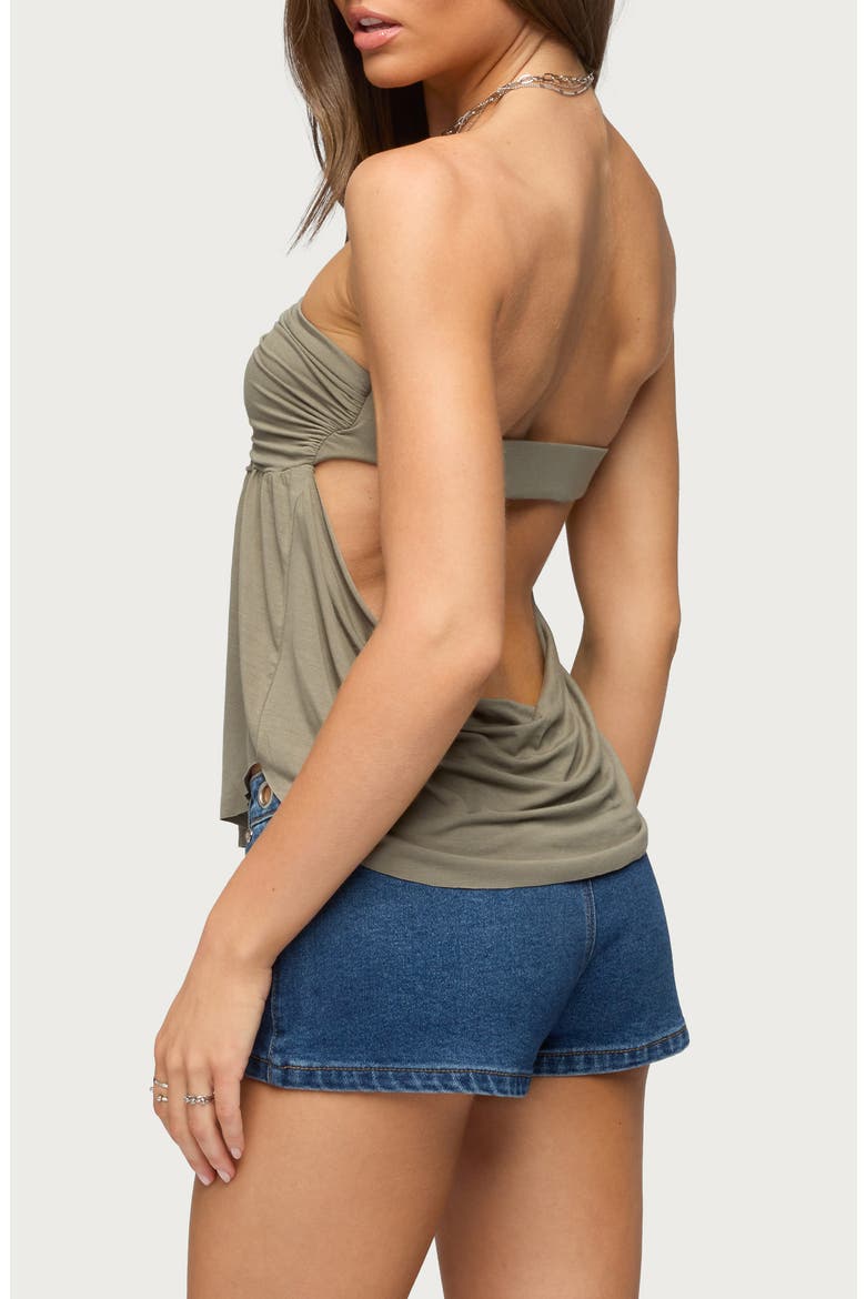Bowey Draped Cutout Strapless Top, Alternate, color, OLIVE