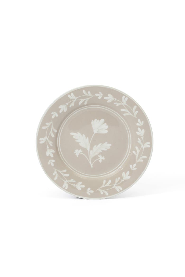 Maiden Crown 12-Piece Vegan Bone China Dinnerware Set, Floral Plates & Bowls, Service for 4, Alternate, color, Taupe