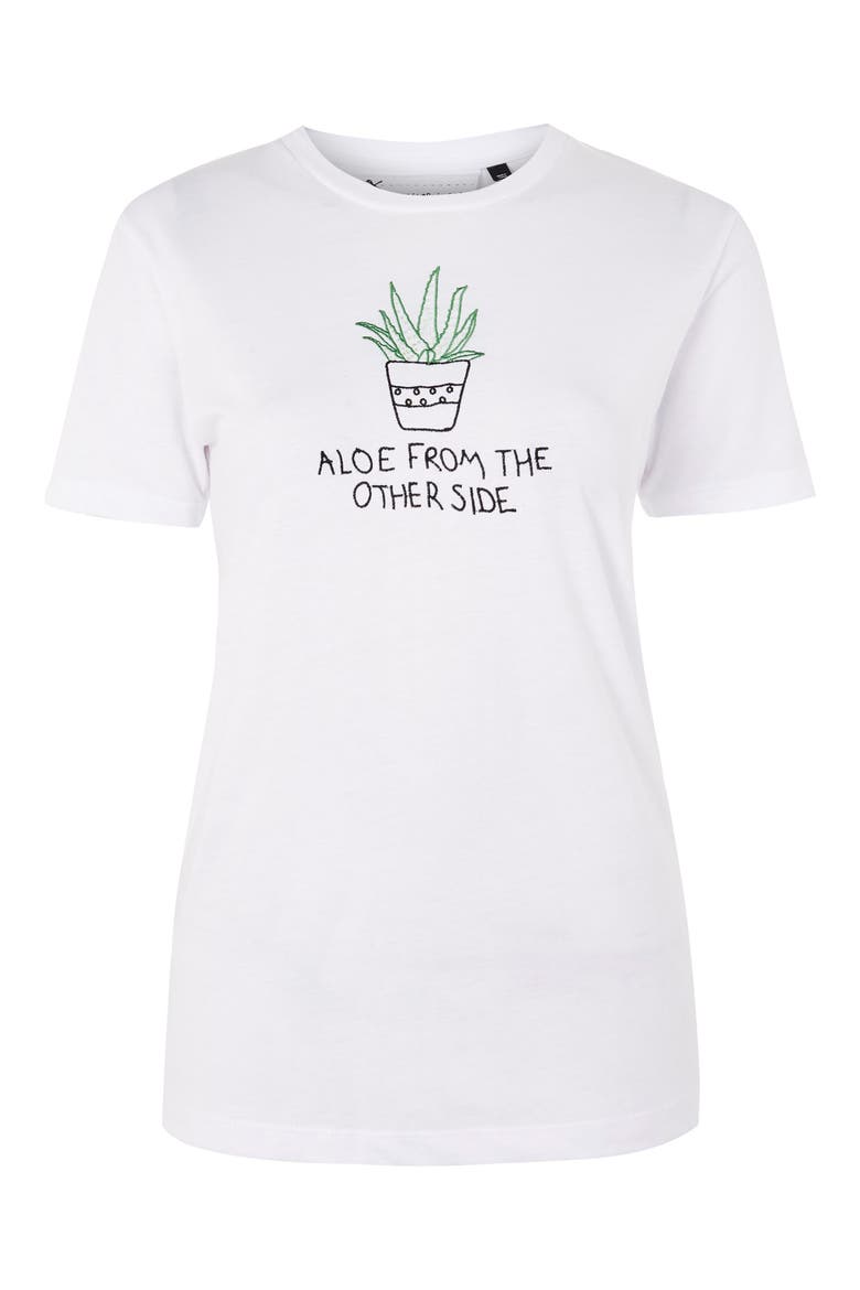 Aloe Embroidered Tee, Alternate, color, WHITE