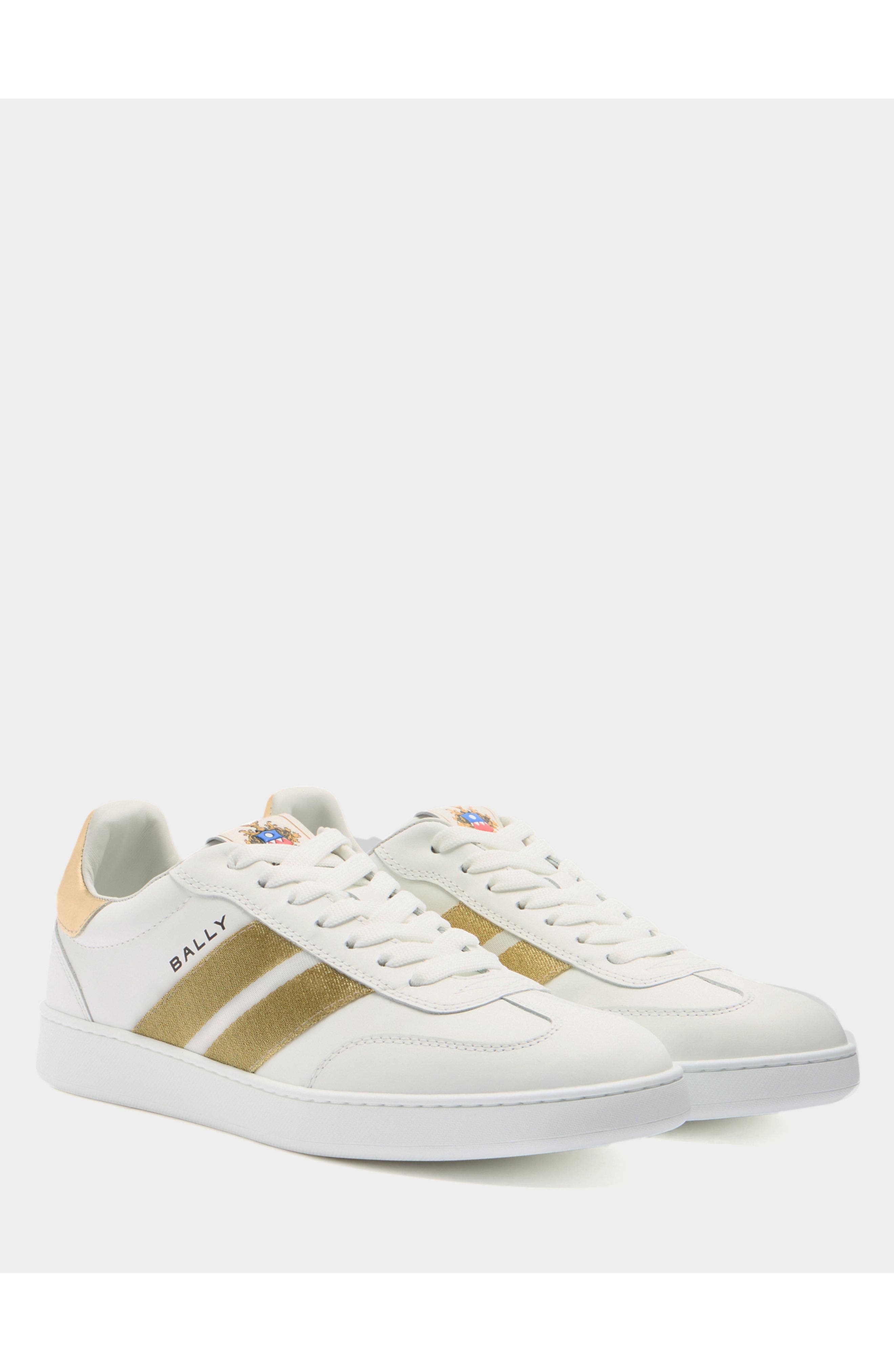 Bally Calf Leather Retro Crest Sneaker, Alternate, color, White