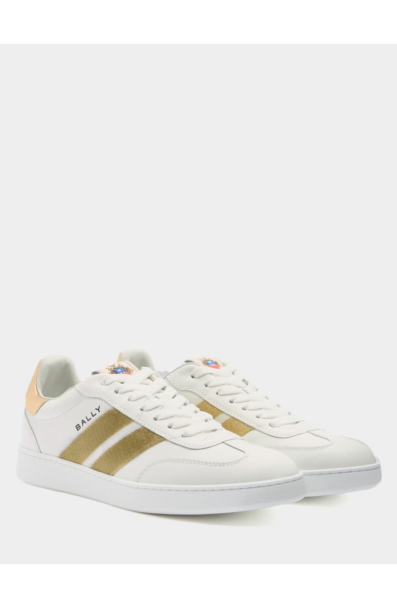 Bally Calf Leather Retro Crest Sneaker, Alternate, color, White