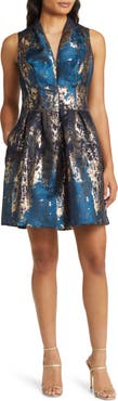 Vince Camuto Jacquard Sleeveless Fit & Flare Cocktail Dress