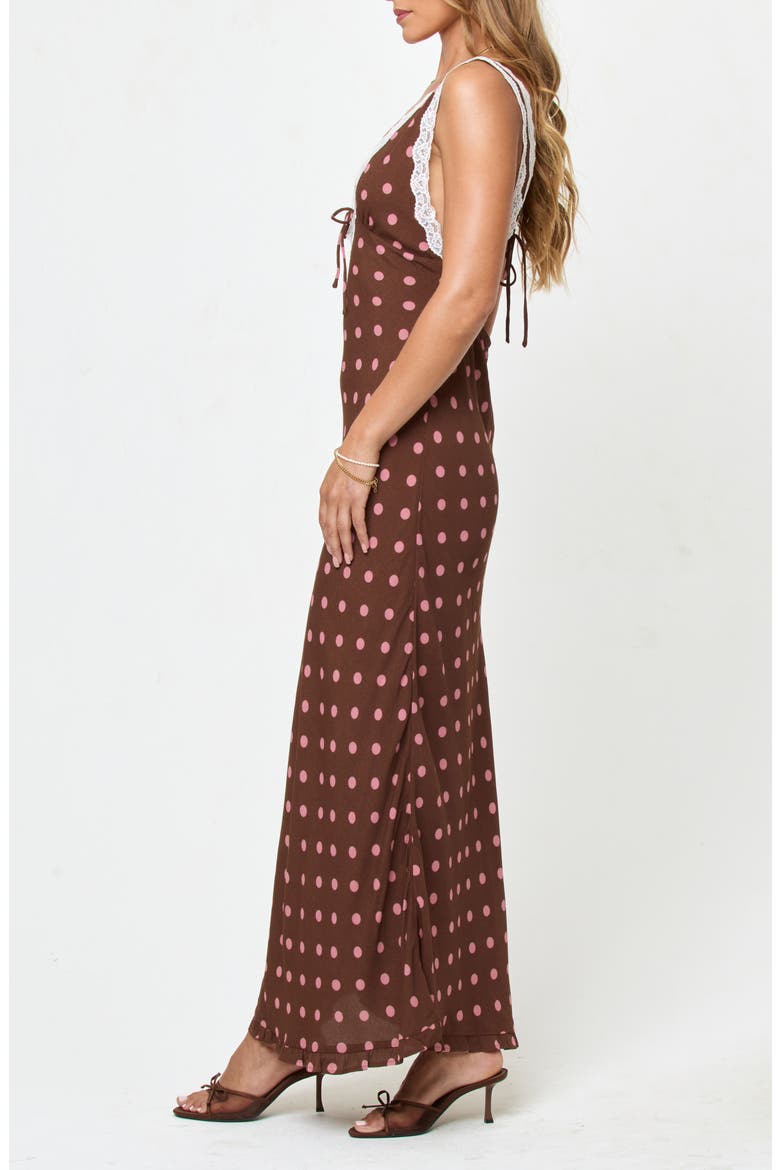 Eyes on You Lace Trim Open Back Maxi Cover-Up Dress, Alternate, color, ALOTTA POLKA DOT