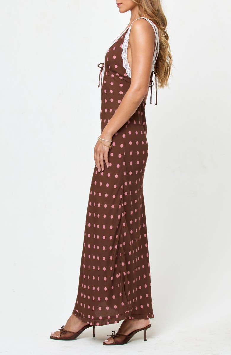 LSPACE Eyes on You Lace Trim Open Back Maxi Cover-Up Dress, Alternate, color,