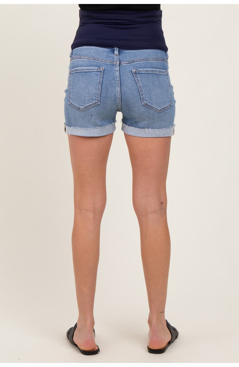 PinkBlush Raw Hem Cuffed Maternity Jean Shorts, Alternate, color, Blue
